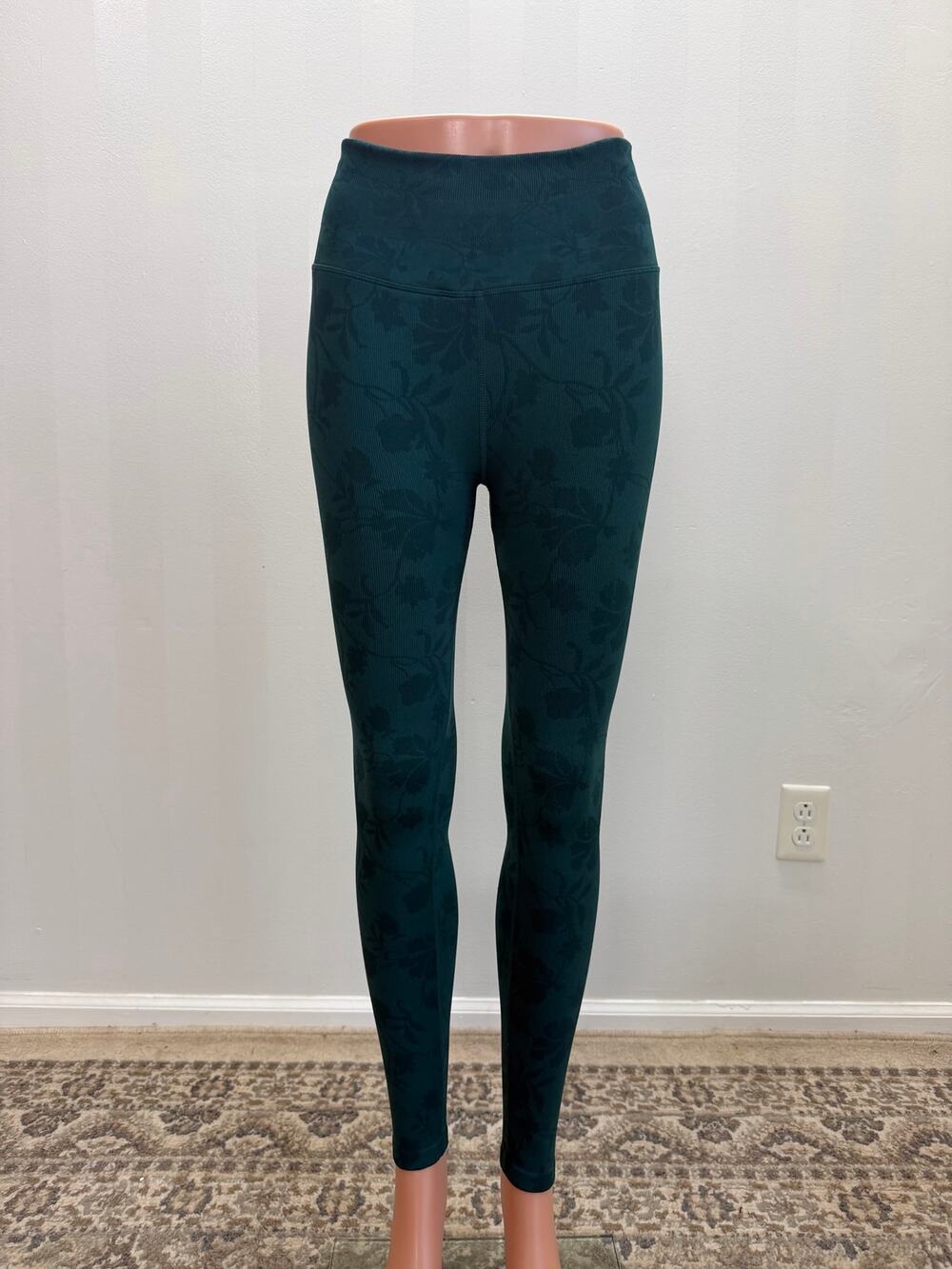Spiritual Gangster Golden Icon Jacquard Leggings Green High Rise Yoga Sz M/L